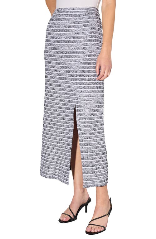 Ming Wang Heritage Fit Textured Knit Maxi Skirt In Black/white