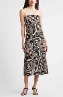 Nordstrom Strapless Linen Blend Midi Dress