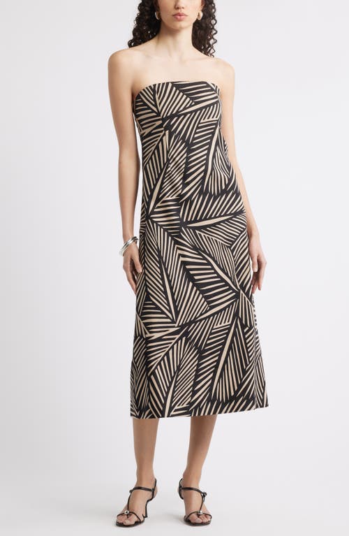 Nordstrom Strapless Linen Blend Midi Dress In Black