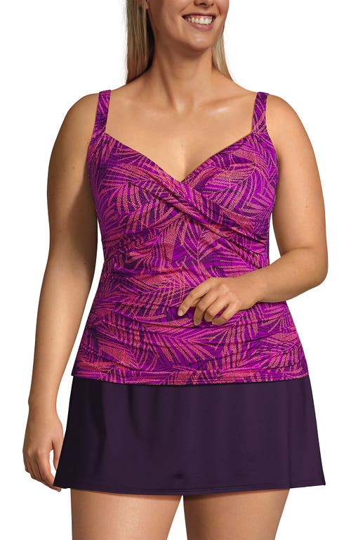 LANDS' END LANDS' END PLUS SIZE V-NECK WRAP UNDERWIRE TANKINI SWIMSUIT TOP