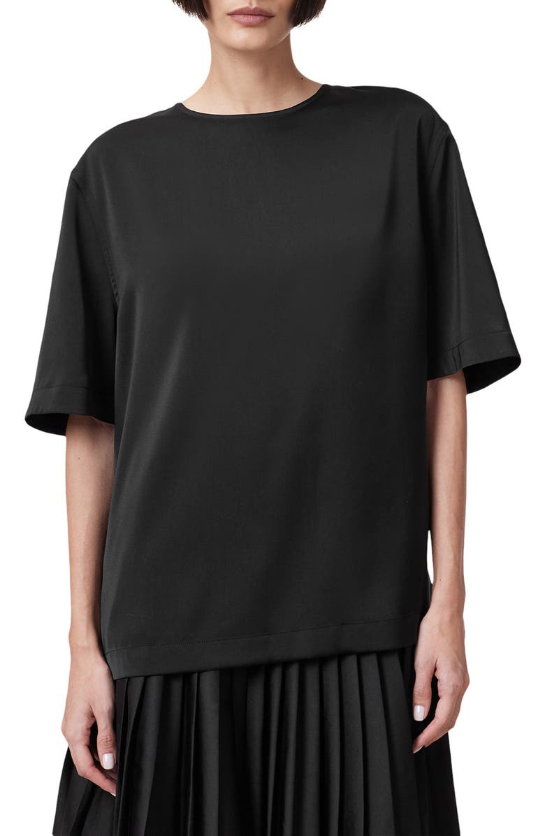 AllSaints Amelie Satin T-Shirt, Main, color,