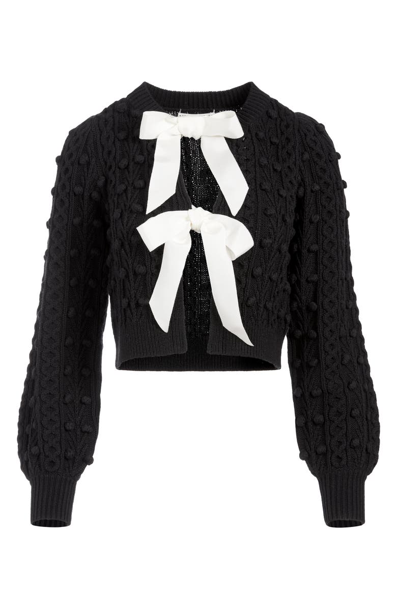 Alice + Olivia Kitty Bow Front Bobble Crop Cardigan, Alternate, color, 