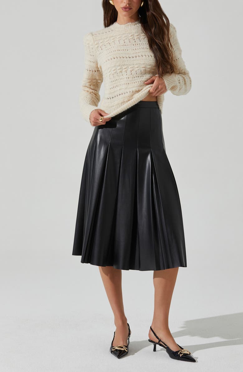 ASTR the Label Vena Pleated Faux Leather Skirt, Alternate, color, 