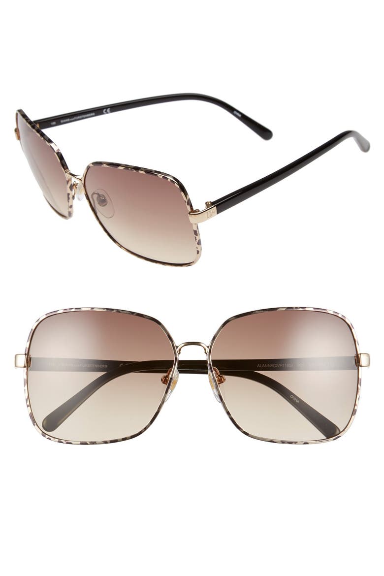 'Alanna' 60mm Square Sunglasses, Main, color, BLACK