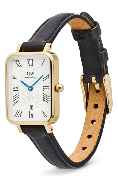 Daniel Wellington Quadro Leather Strap Watch, 20mm X 26mm In Gold