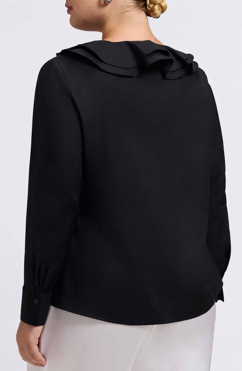 Foxcroft Shantel Ruffle Long Sleeve Top, Alternate, color, Black