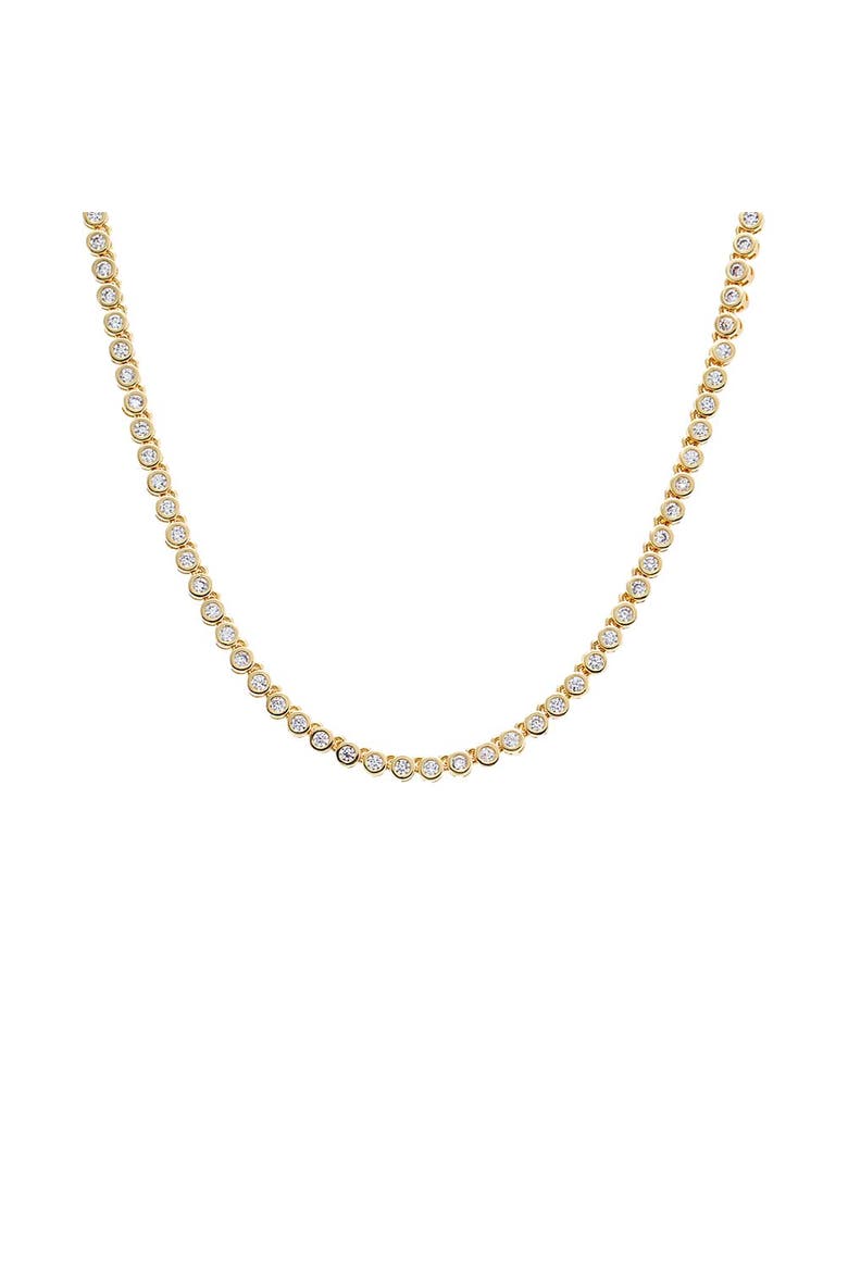 CZ Bezel Tennis Necklace, Alternate, color, Gold