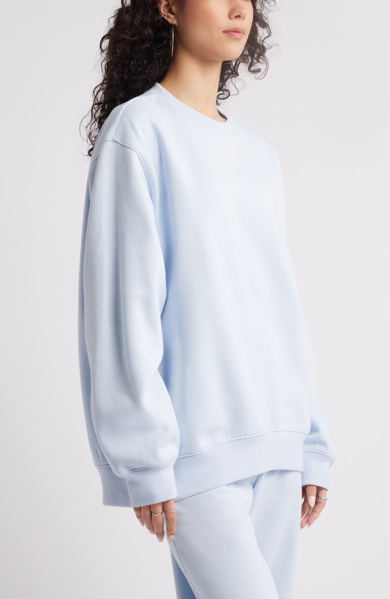 BP. Fleece Detail Oversize Crewneck Sweatshirt, Alternate, color, Blue Feather