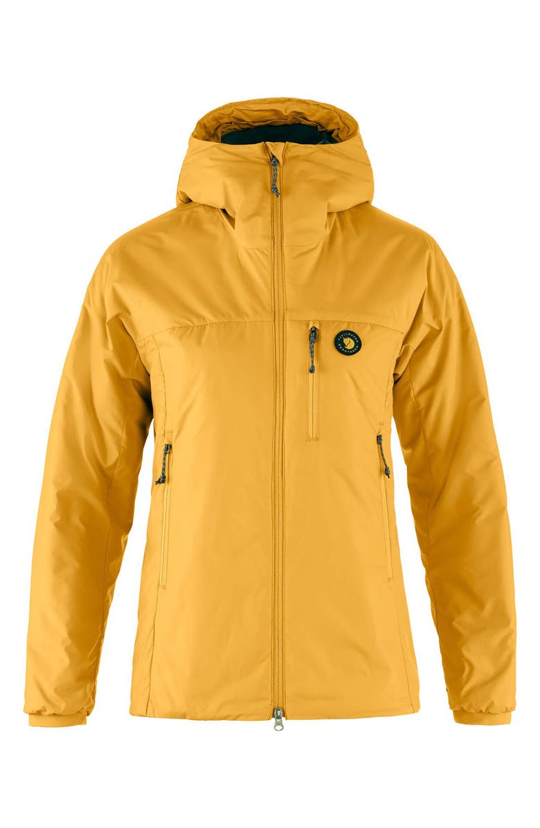 Fjällräven Bergtagen 60 Water Resistant Insulated Jacket, Main, color, Mustard Yellow-Mountain Blue
