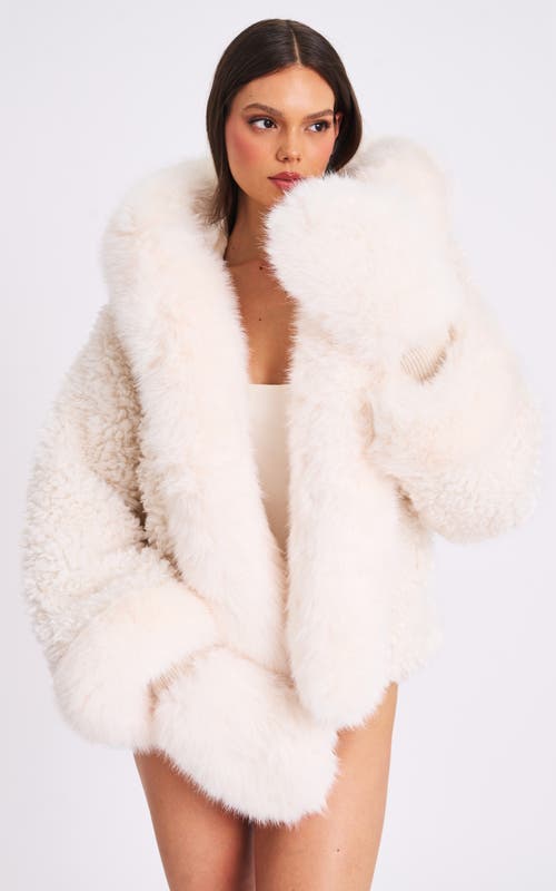 Miss Circle Katia Faux Fur Mittens In Neutral