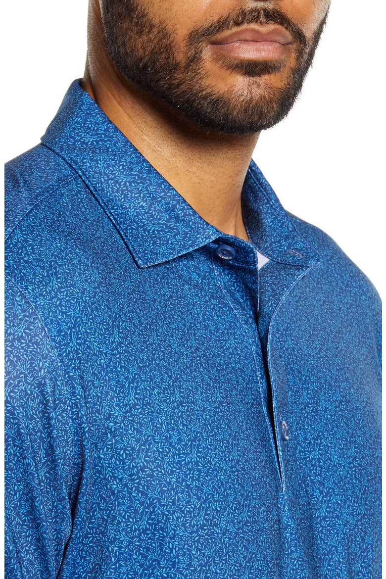 Pike Micro Floral Print Polo, Alternate, color, INDIGO