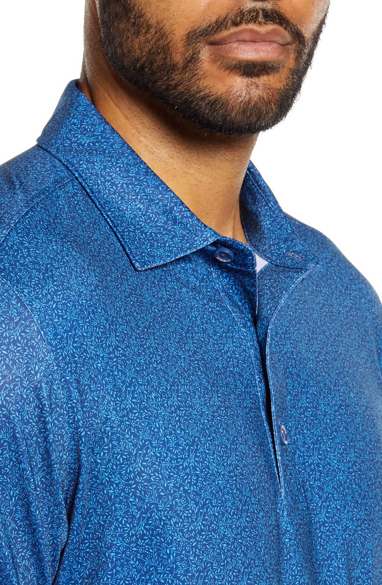 Cutter & Buck Pike Micro Floral Print Polo, Alternate, color, Indigo