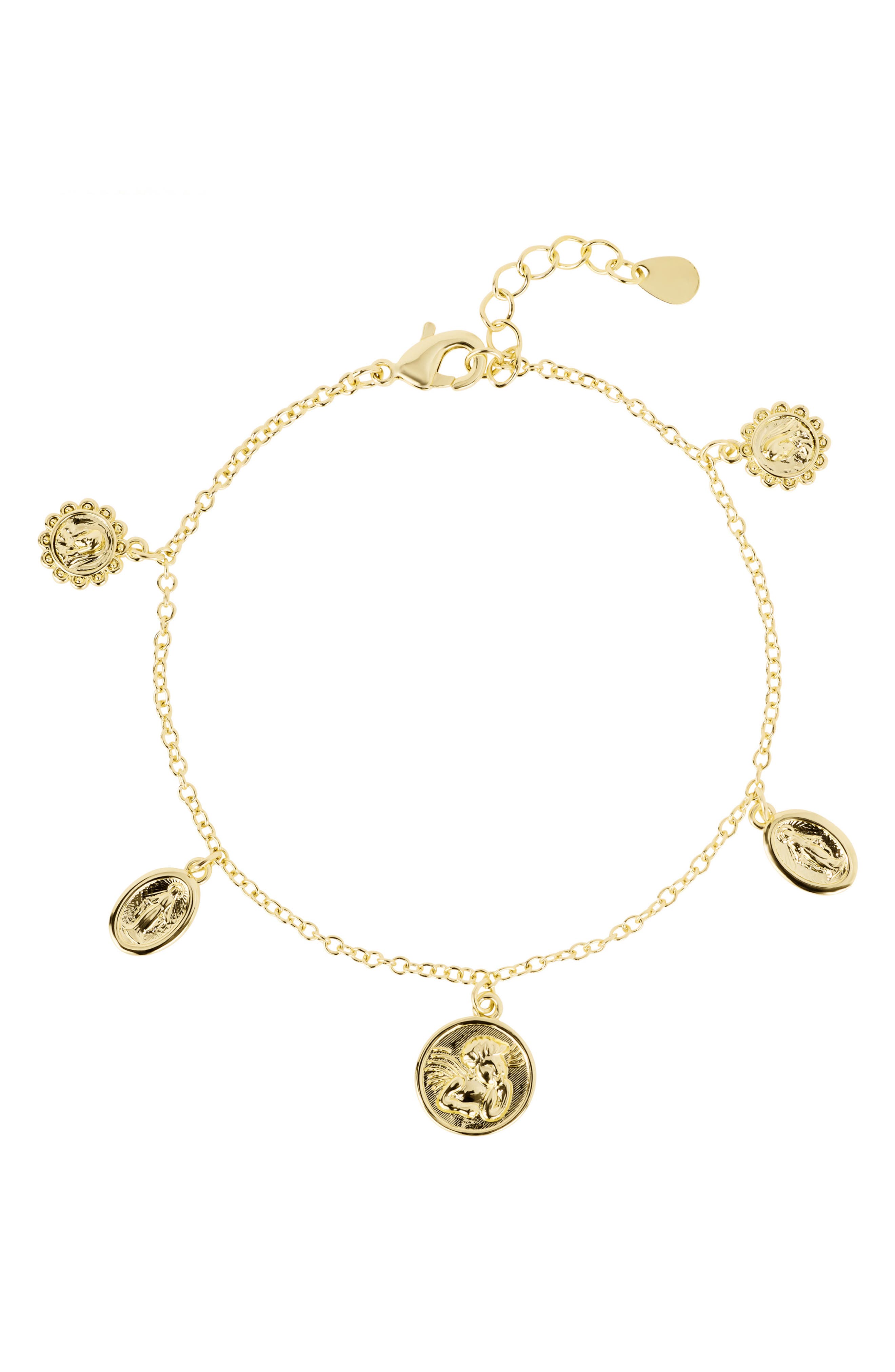 Athra Luxe Medallion Charm Bracelet In Gold