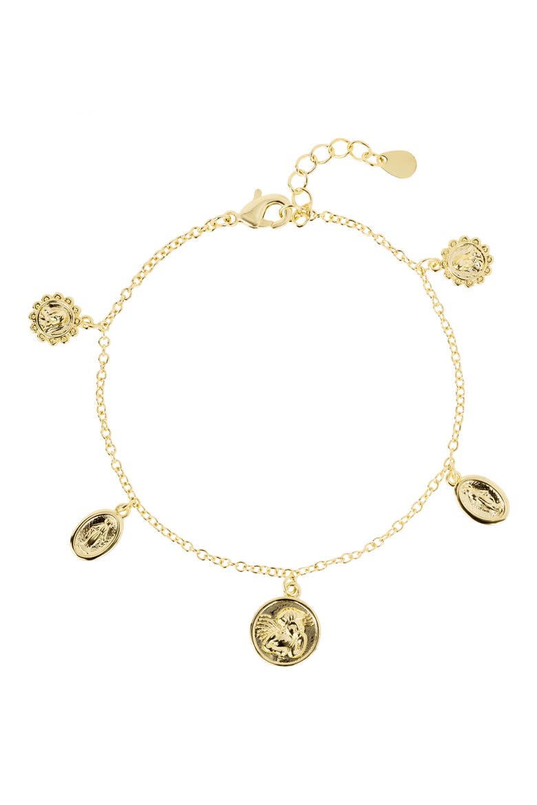 Medallion Charm Bracelet, Main, color, GOLD