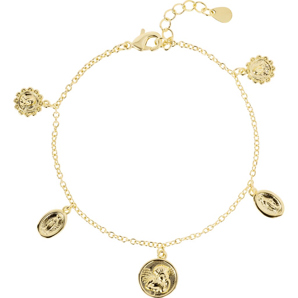 Athra Luxe Medallion Charm Bracelet In Gold