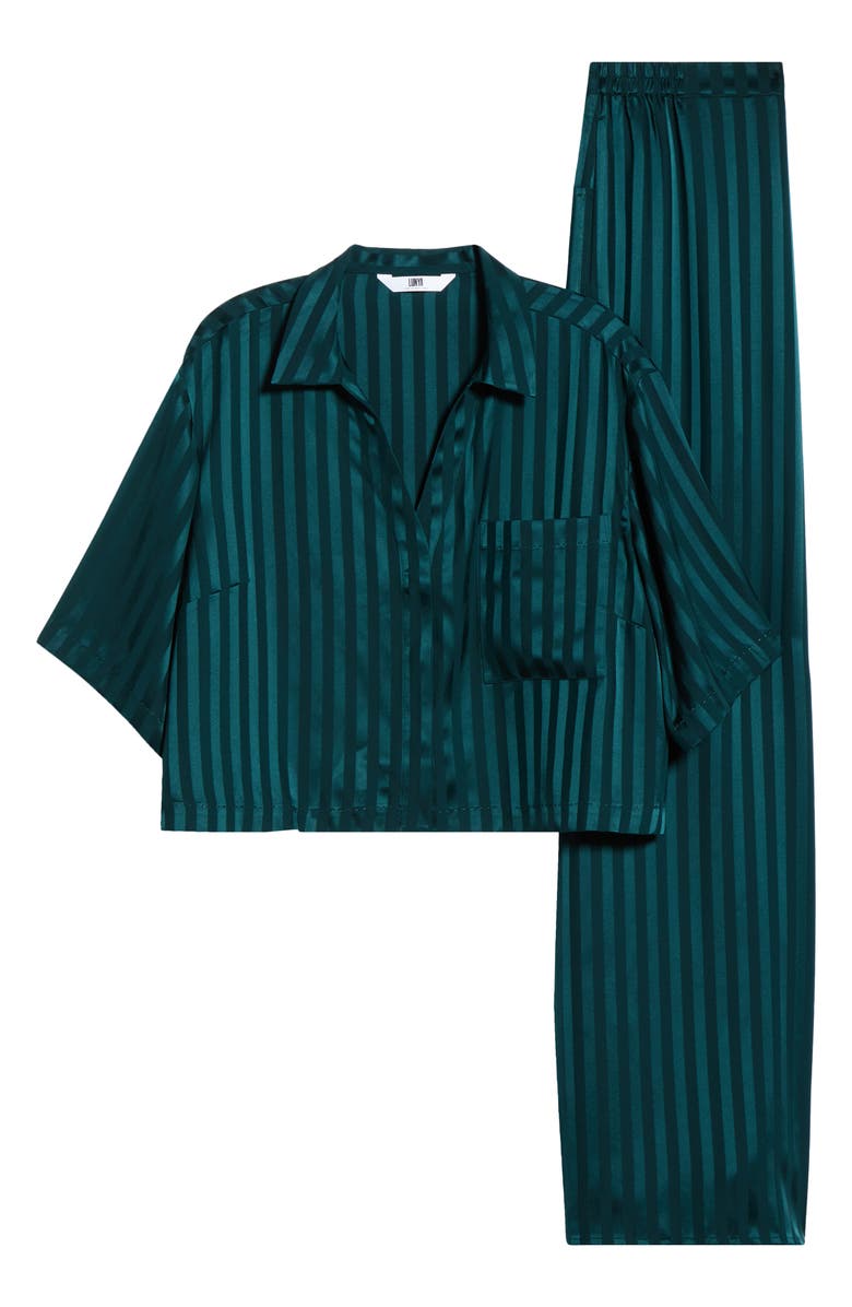Lunya Stripe Jacquard Washable Silk Pajamas, Alternate, color, Dusk Cyp Jq