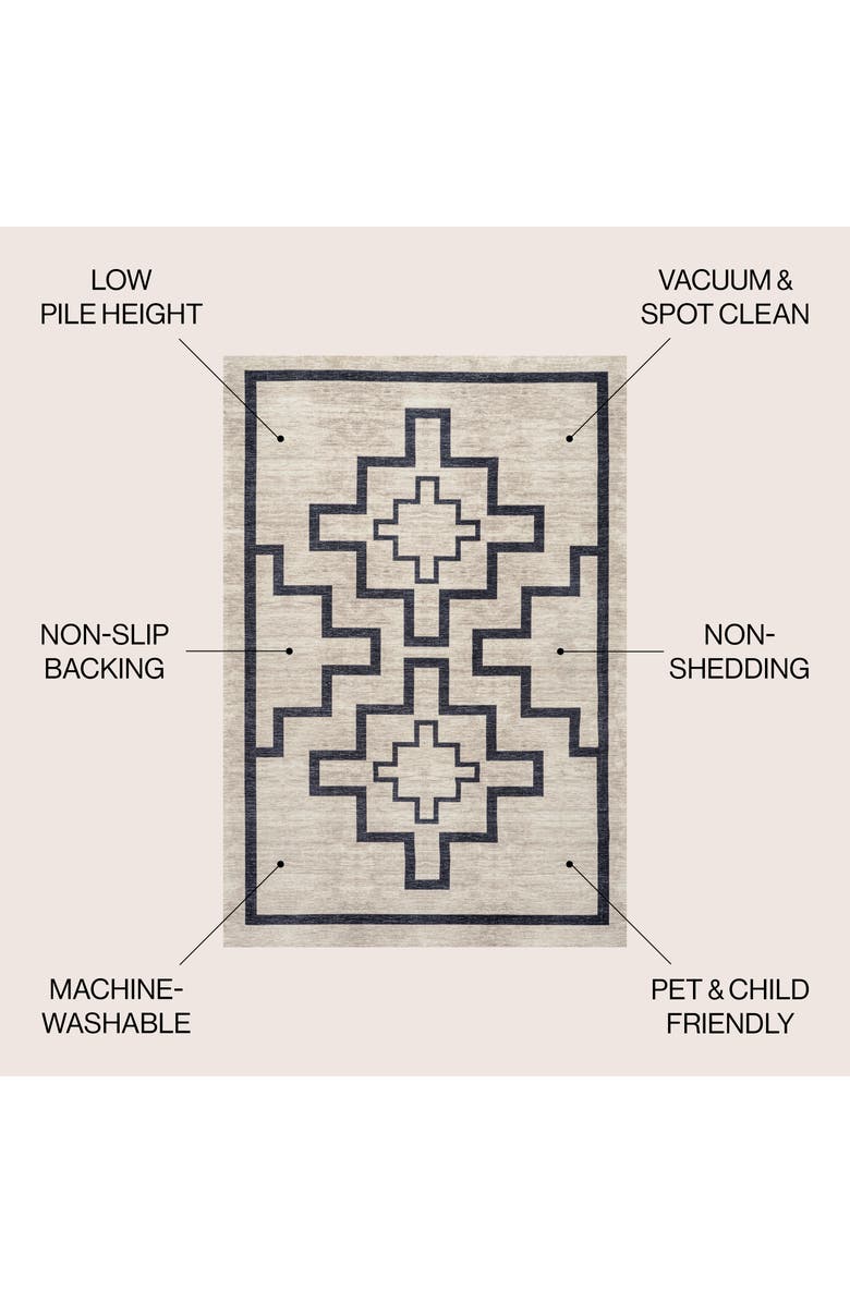 JONATHAN Y Ashkii Minimalist Medallion Machine-Washable Area Rug, Alternate, color, Ivory/Dark Gray