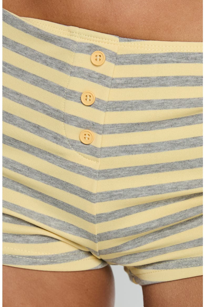 Azazel Button Detail Striped Micro Shorts, Alternate, color, YELLOW