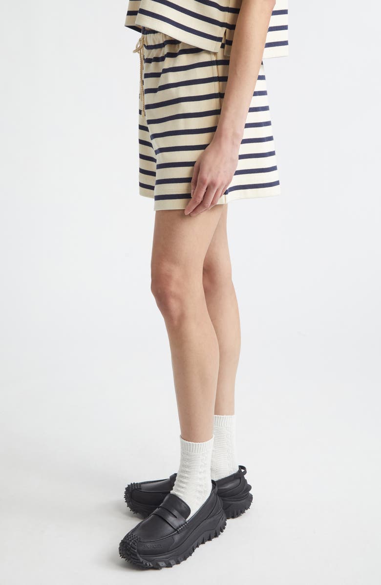 Moncler Stripe Cotton Shorts, Alternate, color, Blue/ Ivory
