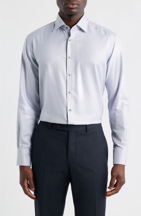 Modern Fit Micropattern Non-Iron Cotton Dobby Dress Shirt (Regular & Big)