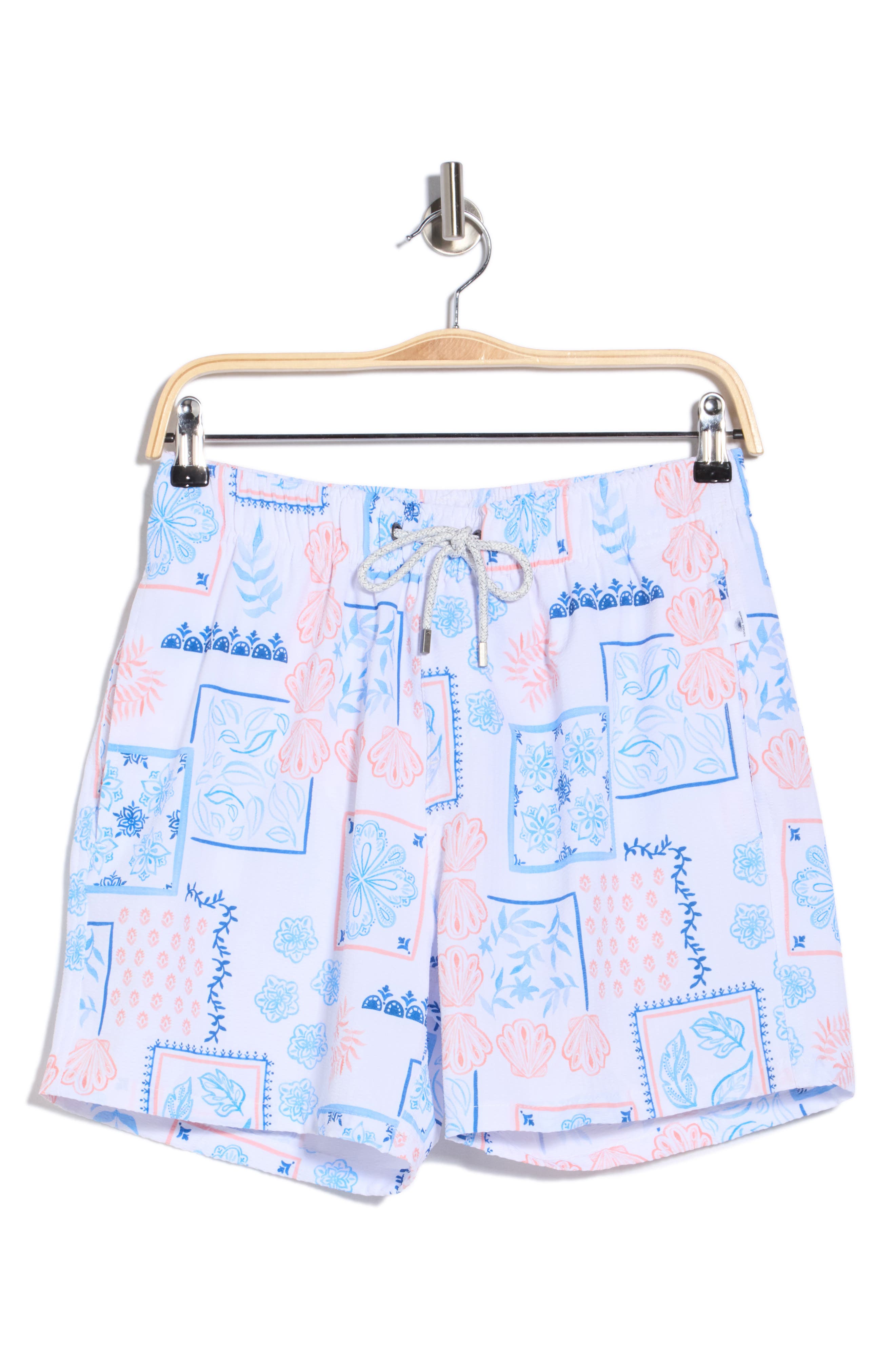 Seersucker Shell Print Volley Swim Trunks