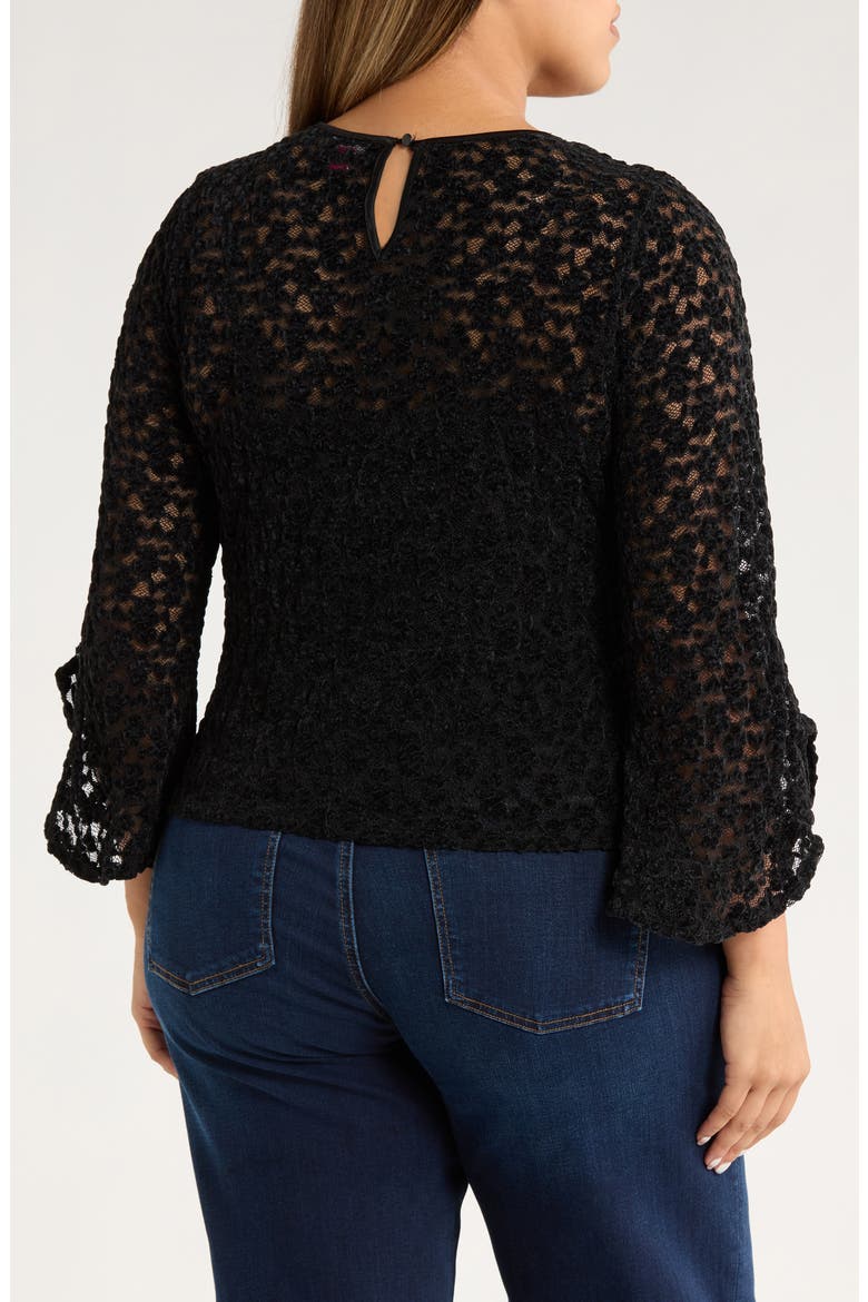 Ruffle Sleeve Lace Top, Alternate, color, RICH BLACK