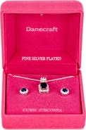 Danecraft Square Cubic Zirconia Pendant Necklace & Stud Earrings Set