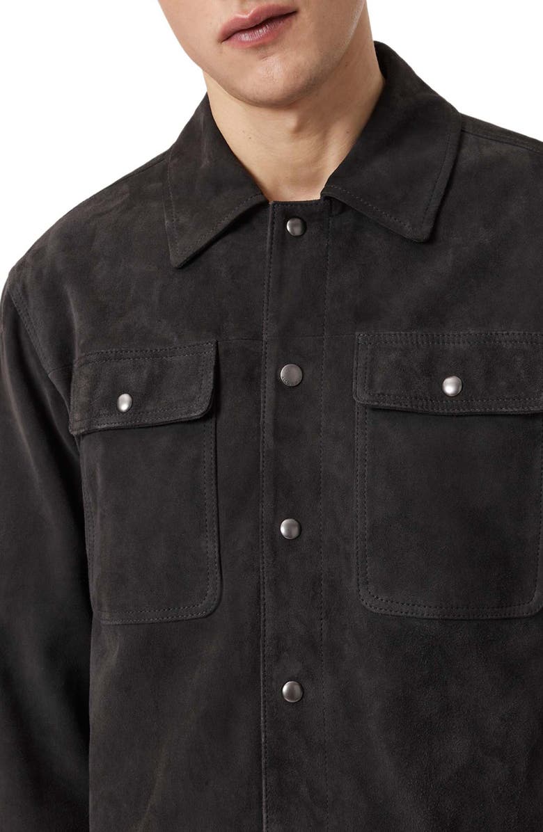 AllSaints Shelton Goatskin Suede Jacket, Alternate, color, Washed Black