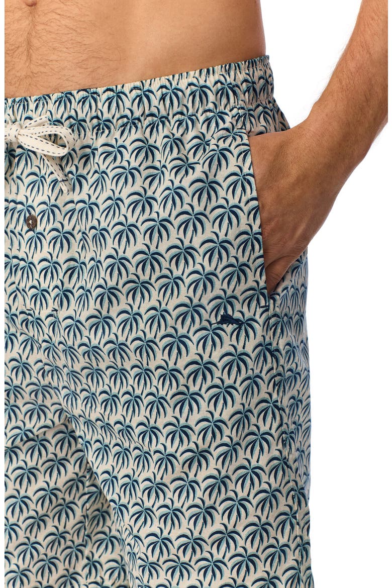 Cotton Tropical Print Pajama Shorts, Alternate, color, OAT/ BLUE