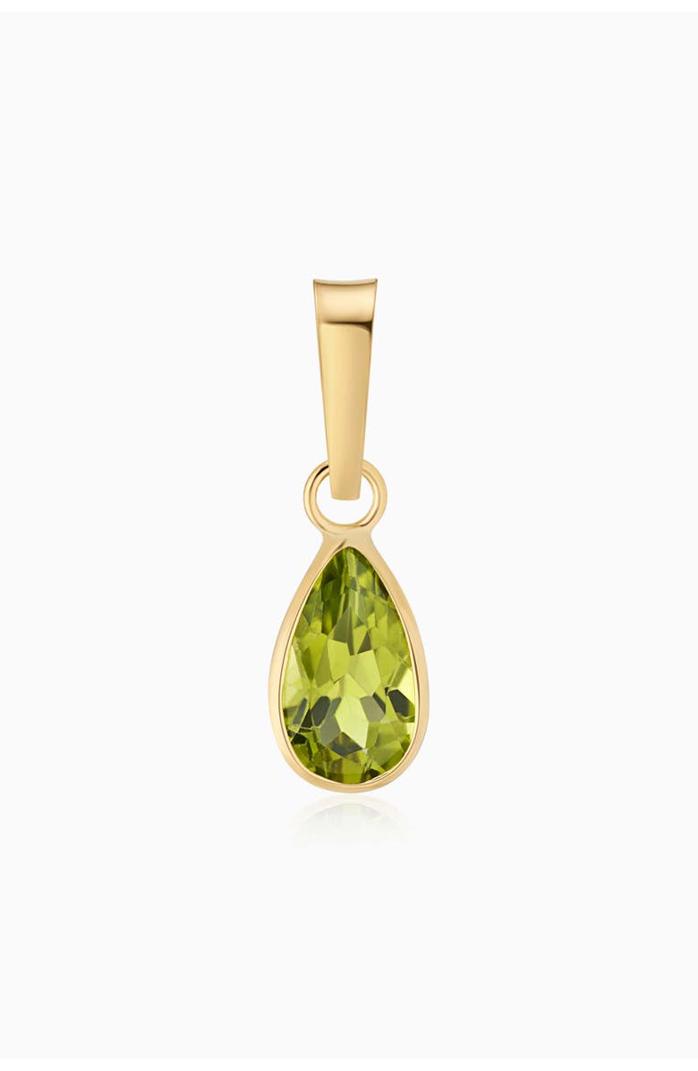 Oradina 14K Yellow Gold Vivid Pear Pendant Charm, Main, color, White Gold, Peridot