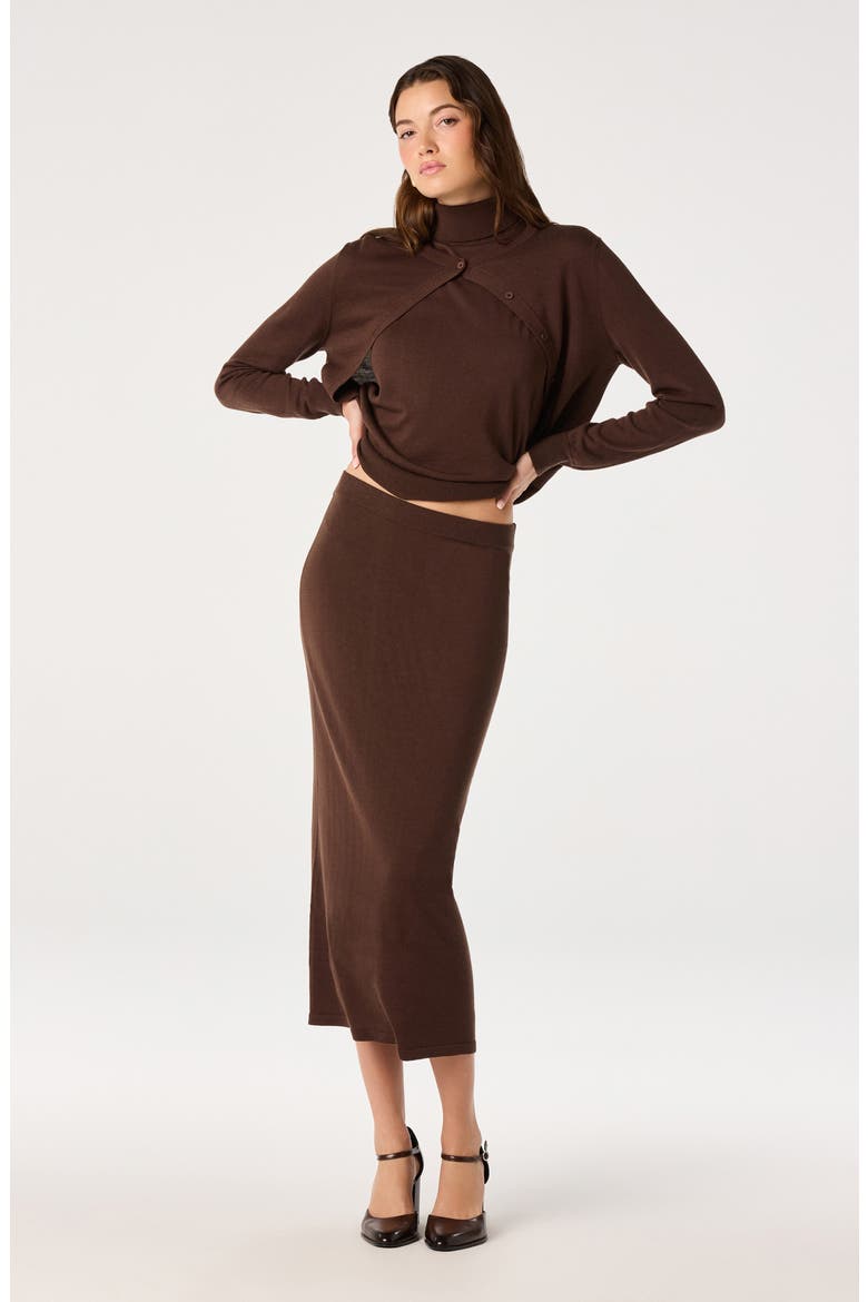 Deora Sweater Midi Skirt, Alternate, color, BROWN