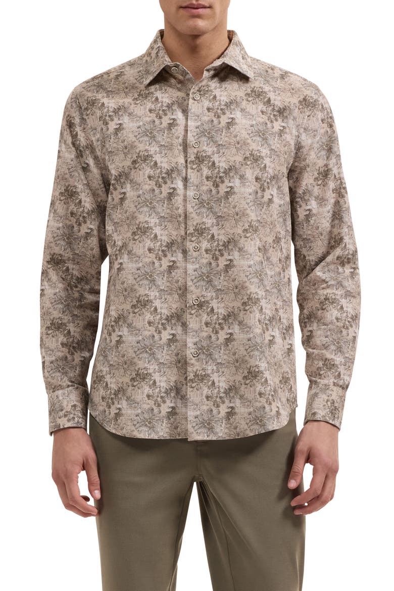 Julian Floral Long Sleeved Button Down Shirt, Main, color, GINGER