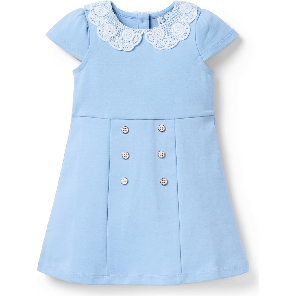 Janie And Jack Lace Collar Ponte Dress In Blue