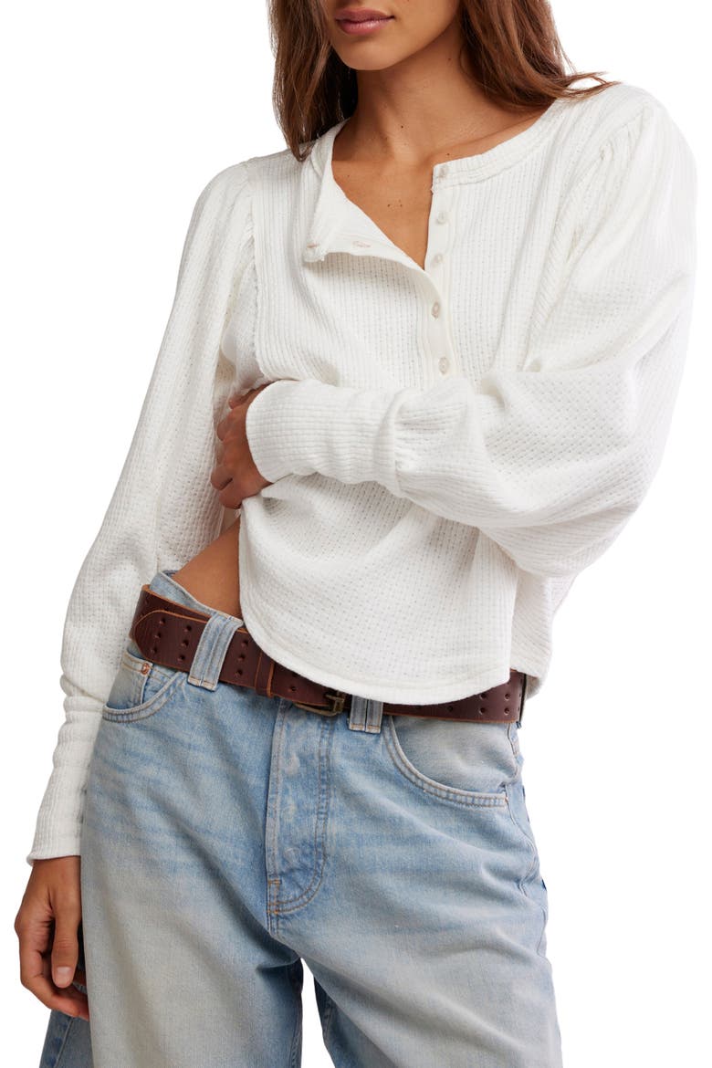 Quinn Rib Henley Top, Main, color, IVORY