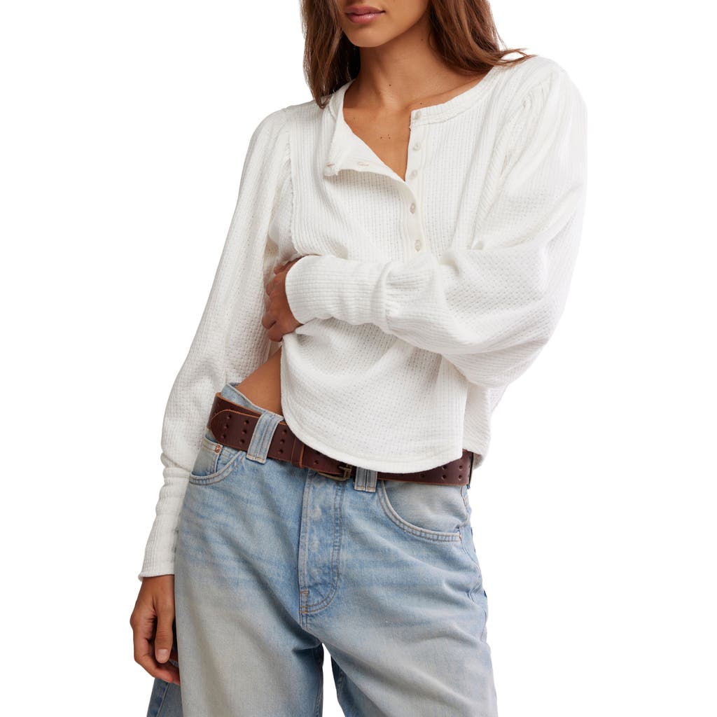 Free People Quinn Rib Henley Top In White