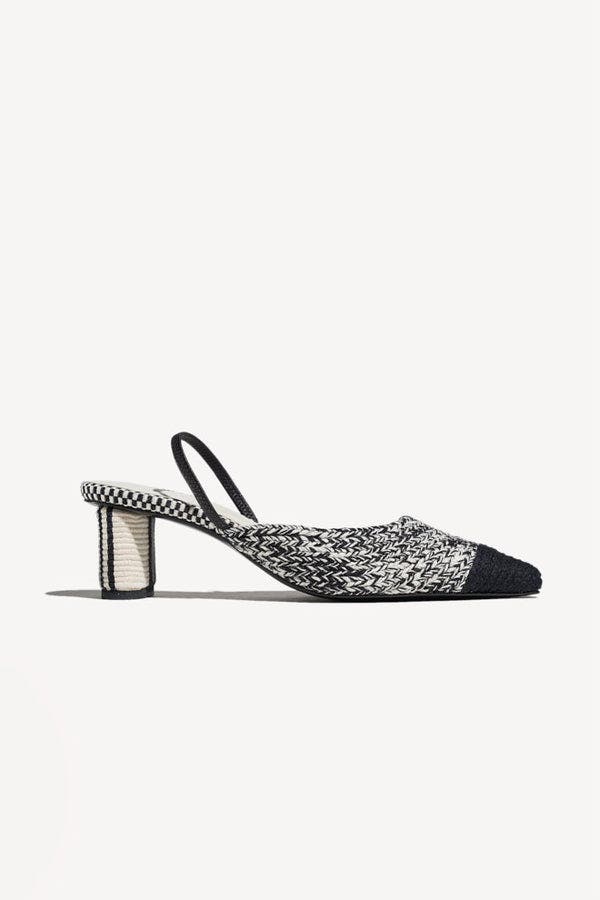 Ines-E Slingback Strap Block Heel Mules, Main, color, Ivory Black