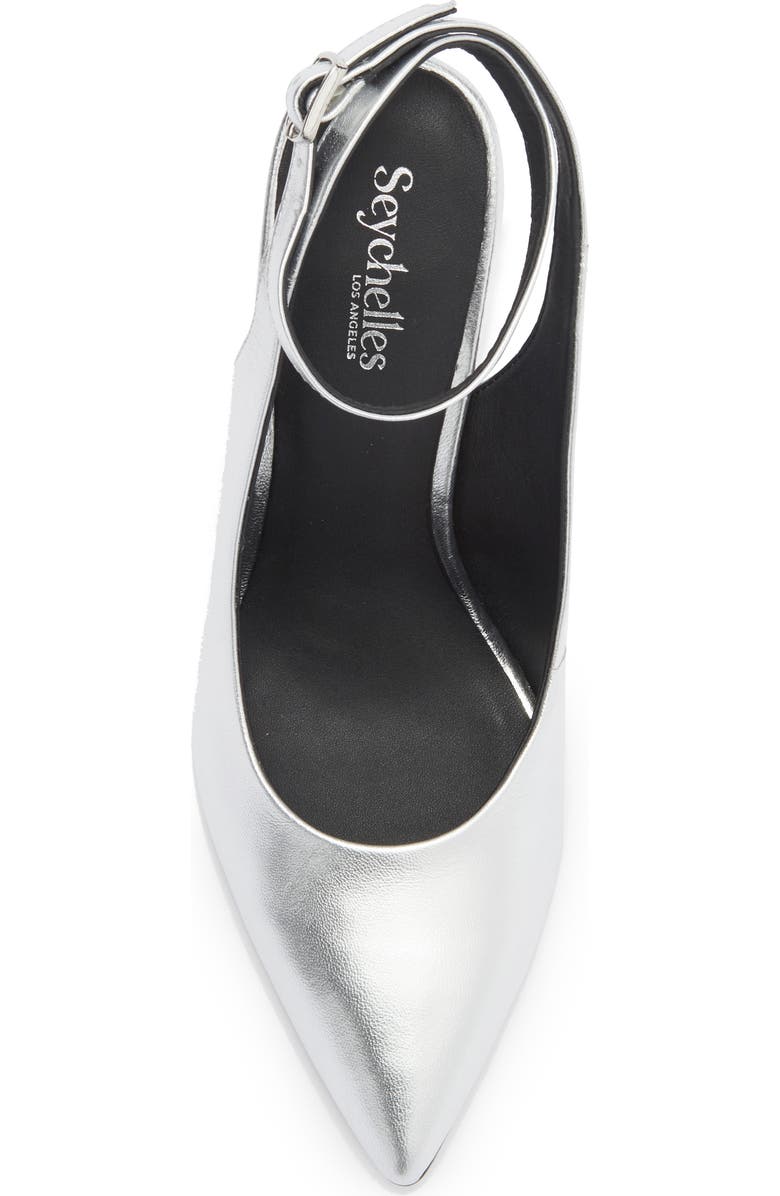 Seychelles Girl Boss Ankle Strap Pointed Toe Pump, Alternate, color, Silver