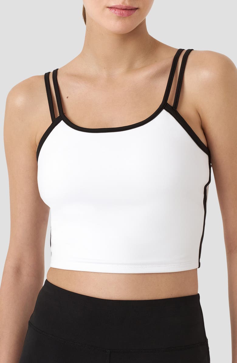 RM Rebecca Minkoff Double Strap Sports Bra Tank, Main, color, White/ Black