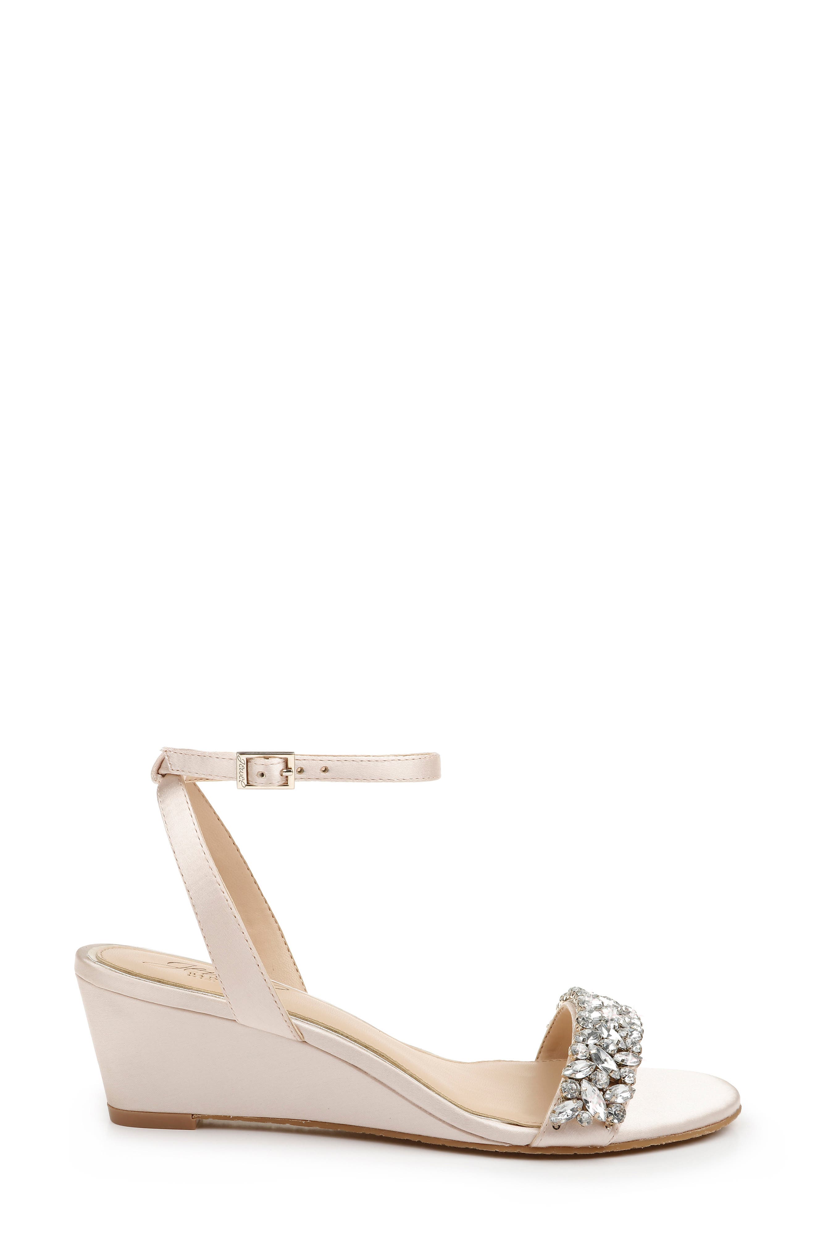 Bellevue Ankle Strap Wedge Sandal, Alternate, color, CHAMPAGNE SATIN