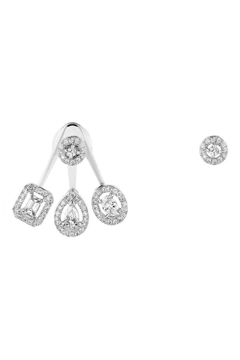 My Twin Mono Mismatched Diamond Earrings, Main, color, D0.50CT FGVS 18KWG