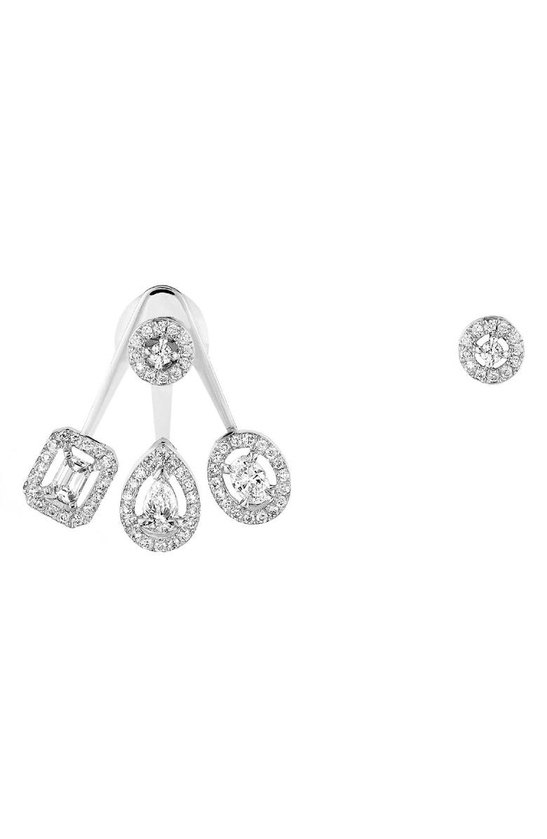 Messika My Twin Mono Mismatched Diamond Earrings, Main, color, White Gold/ Diamond