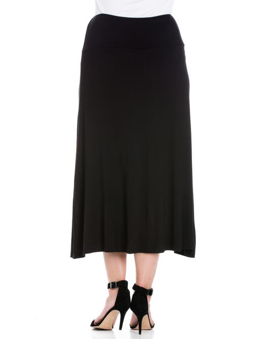24seven Comfort Apparel Plus Size Comfortable Fit Elastic Waist Maxi Skirt In Black