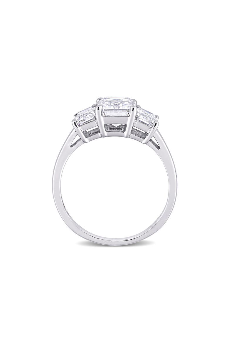 Emerald Cut Lab Created Moissanite Ring, Alternate, color, SILVER