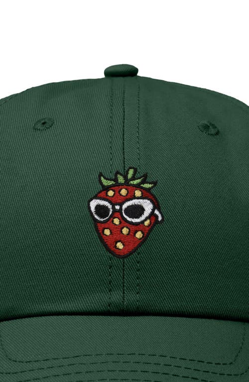 Dalix Strawberry Embroidered Casual Cap In Dark Green