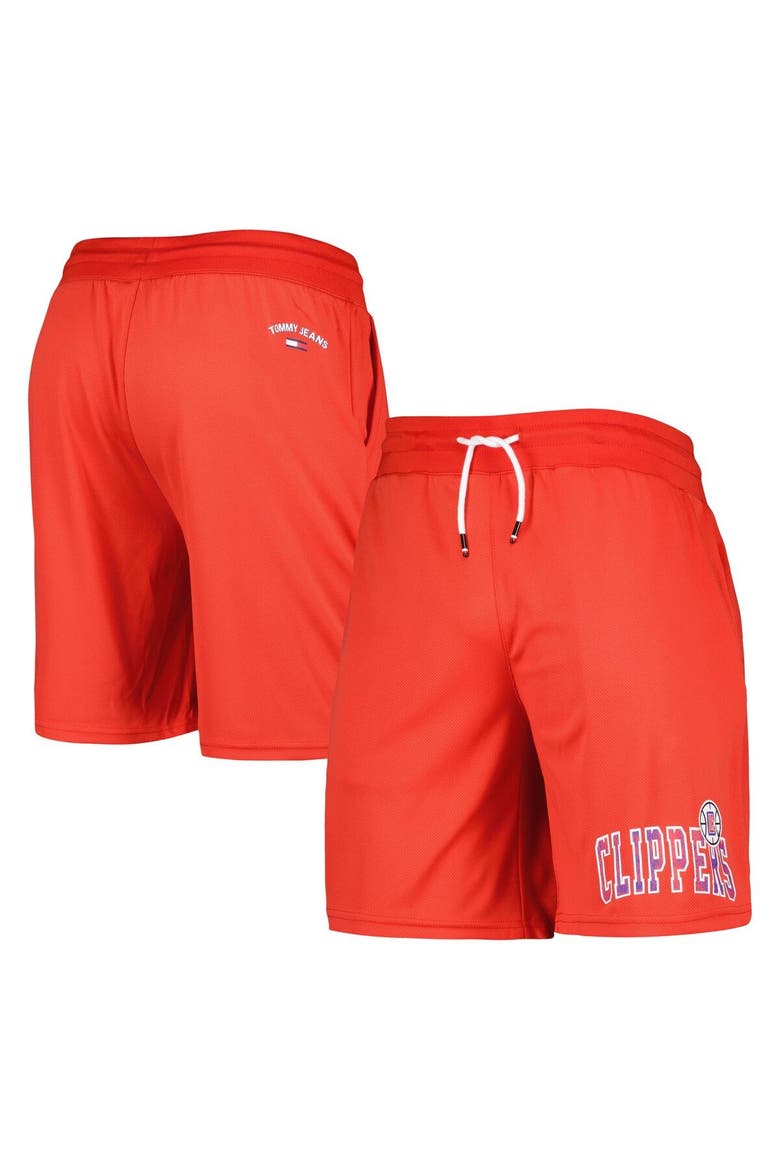 Men's Tommy Jeans Red LA Clippers Mike Mesh Basketball Shorts, Main, color, Red
