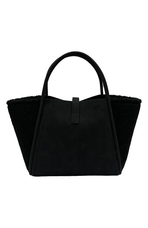 Jelavu Aspen Faux Suede & Faux Shearling Tote In Black