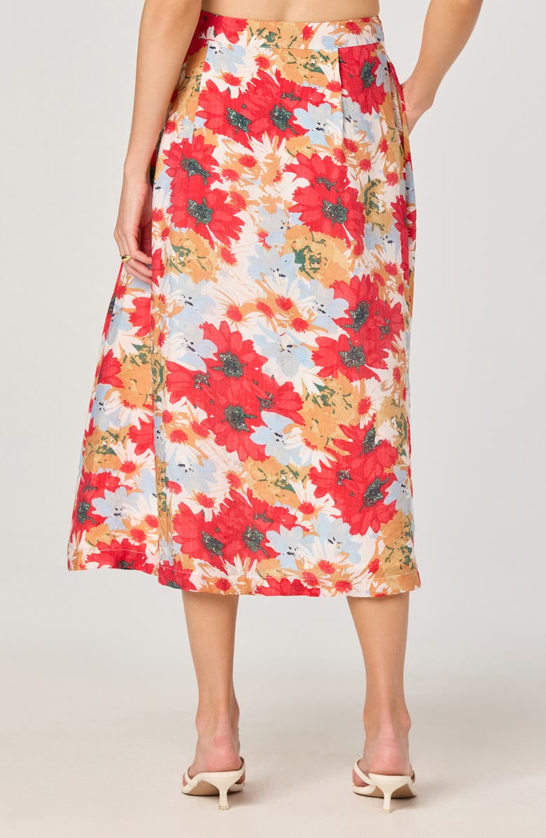 ASTR the Label Floral Print Midi Skirt, Alternate, color, Red Multi Floral