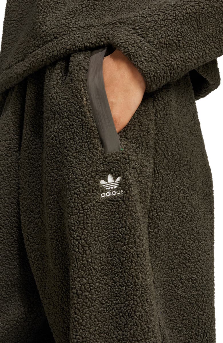 adidas Originals Recycled Polyester Teddy Fleece Track Pants, Alternate, color, Shadow Olive