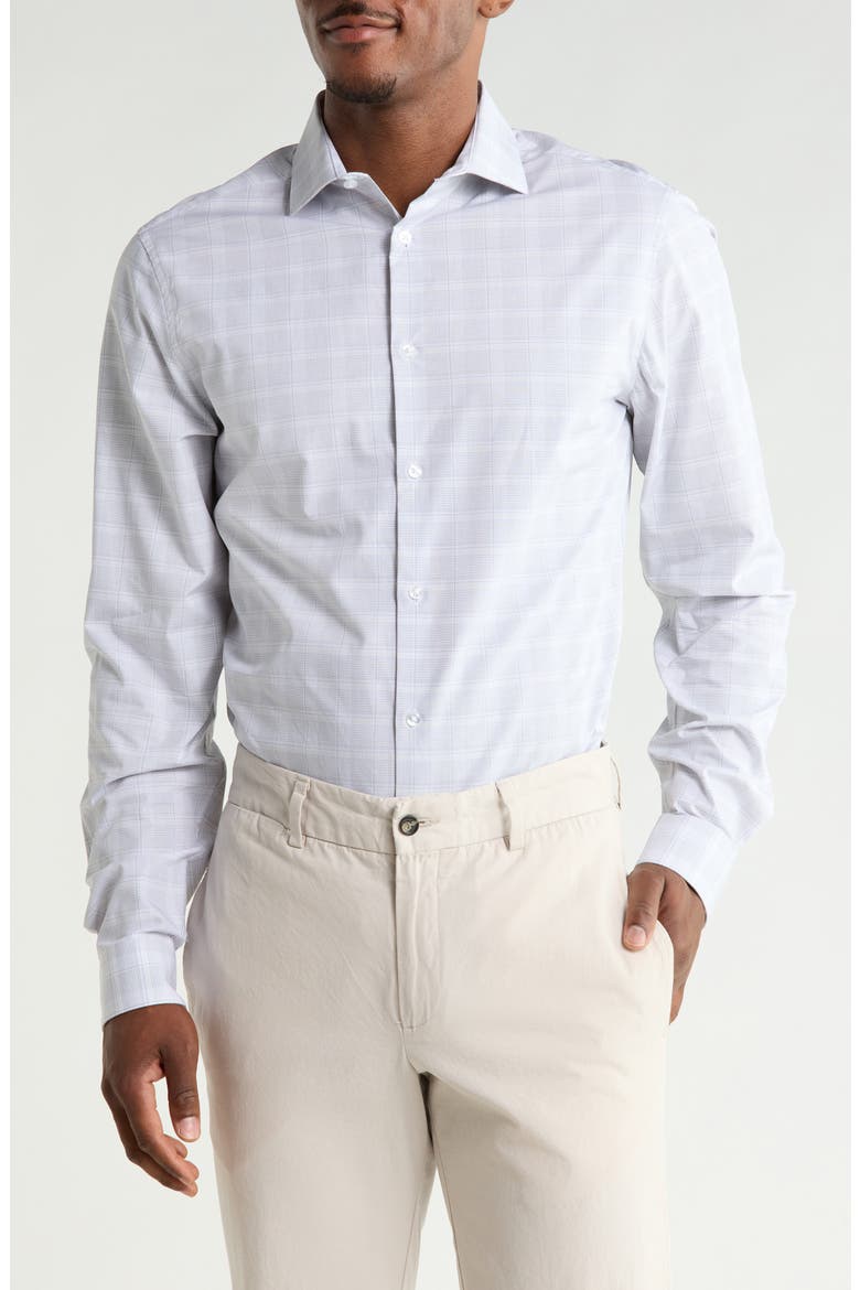 Check Slim Fit Cotton Button-Up Shirt, Main, color, STEEL
