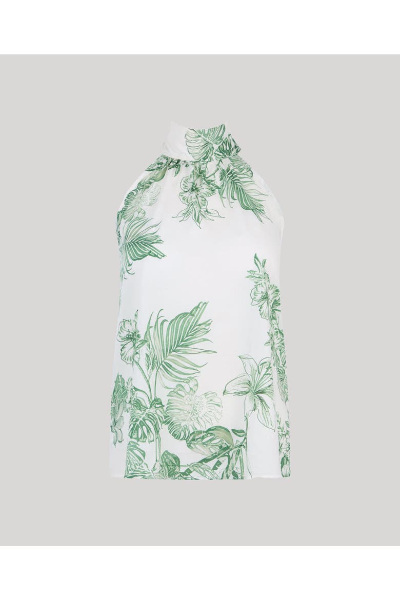 Flora Cotton Tie Neck Shirt, Main, color, Tropical Green Floral